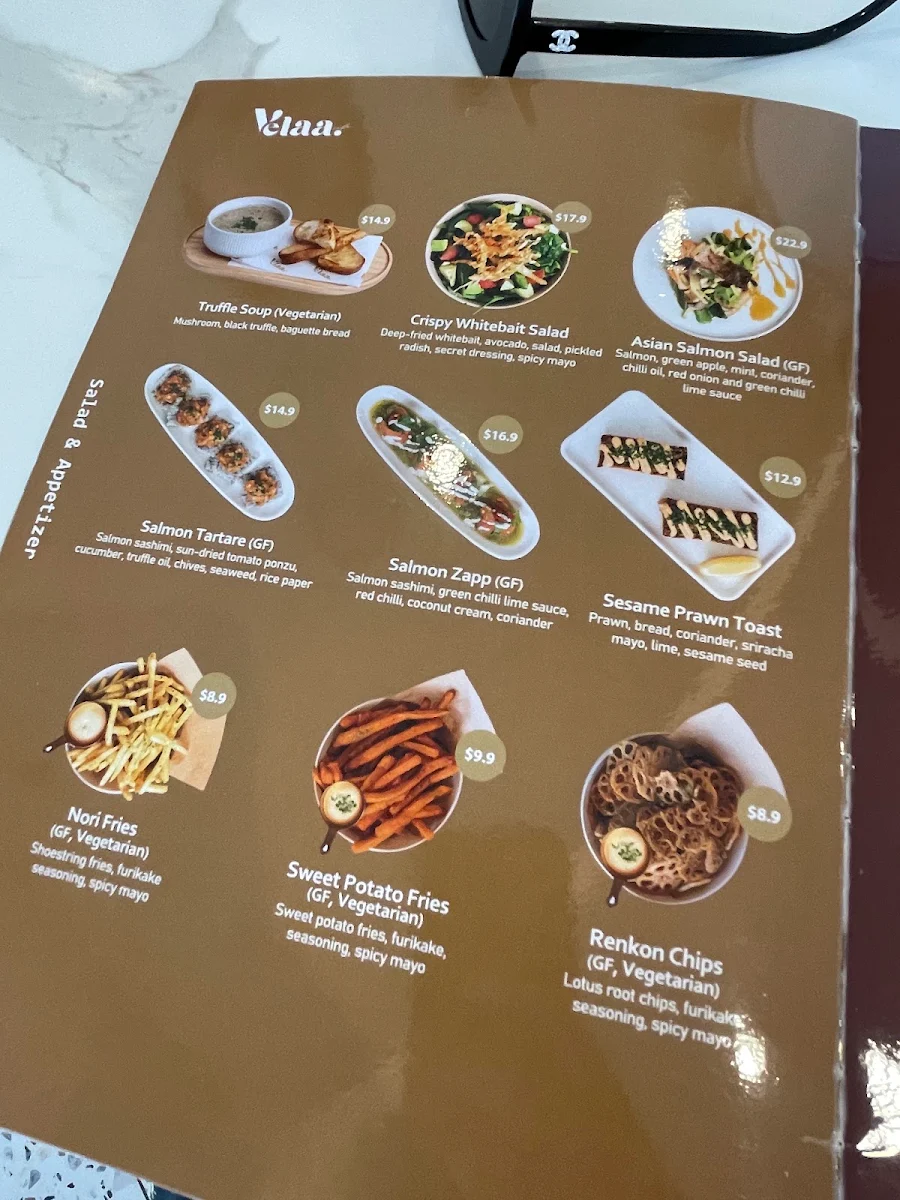 Menu, Velaa Cafe
