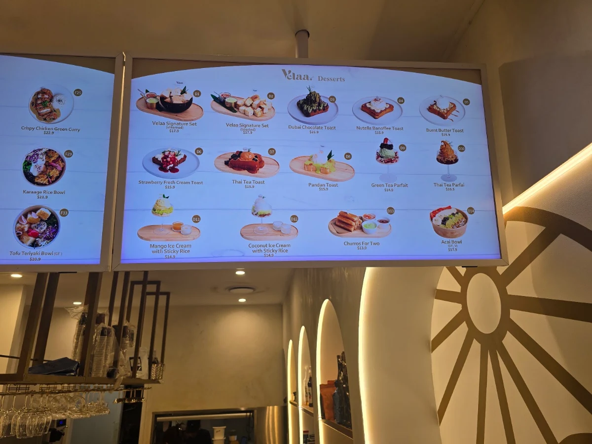 Menu, Velaa Cafe