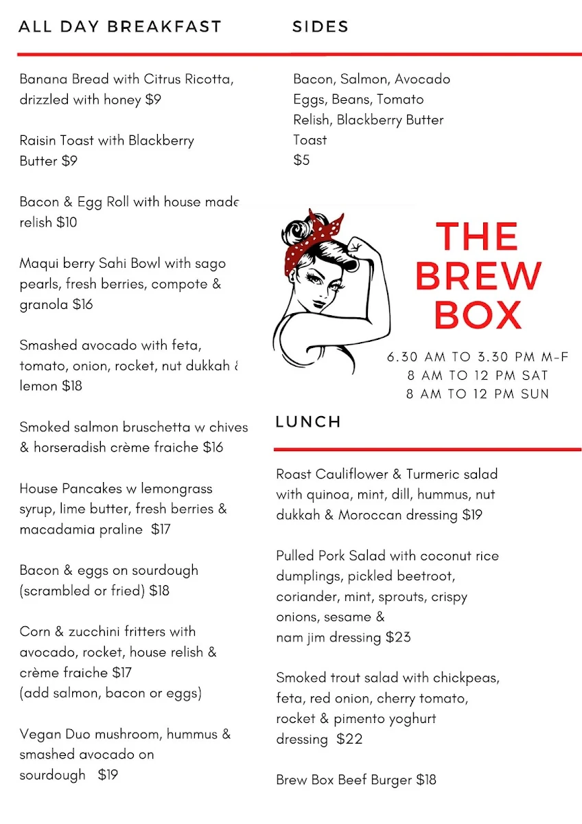 Menu, The Brew Box