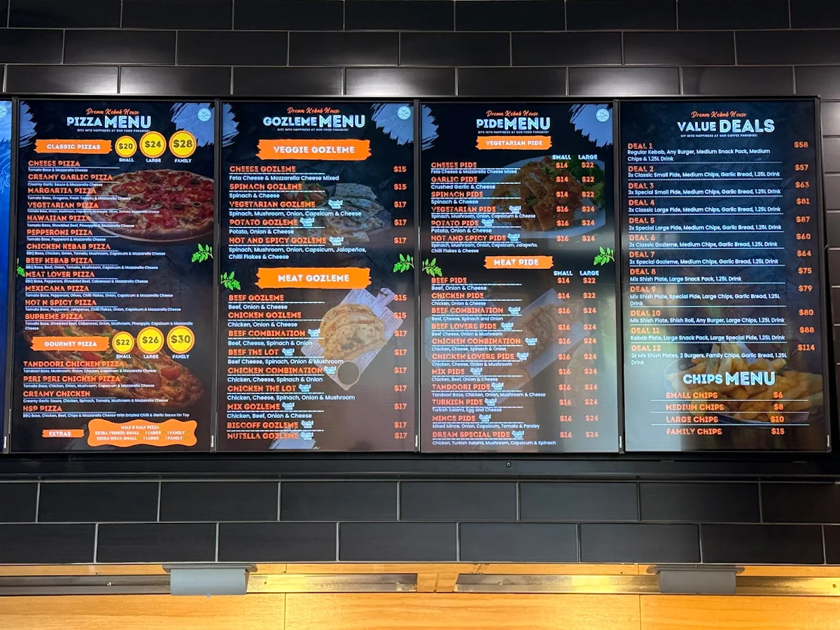 Menu, Dream kebab house