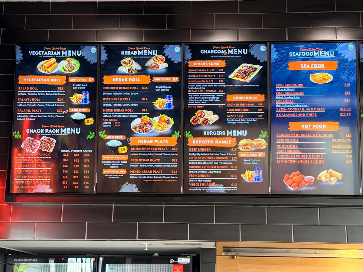 Menu, Dream kebab house