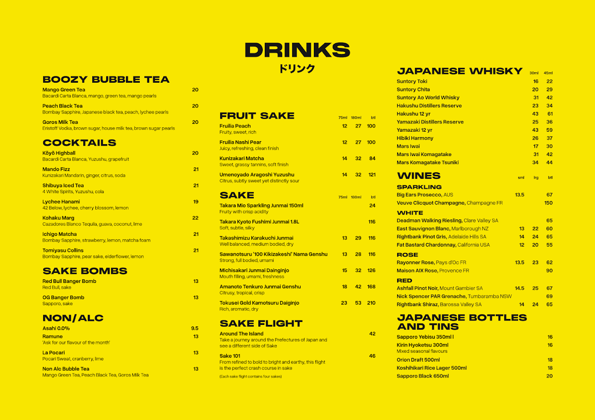 Menu, Goros