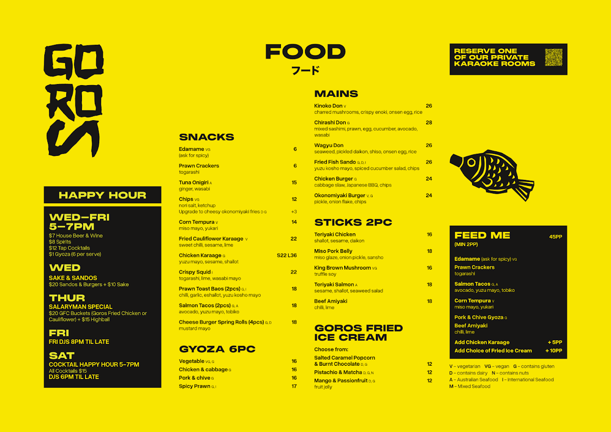 Menu, Goros