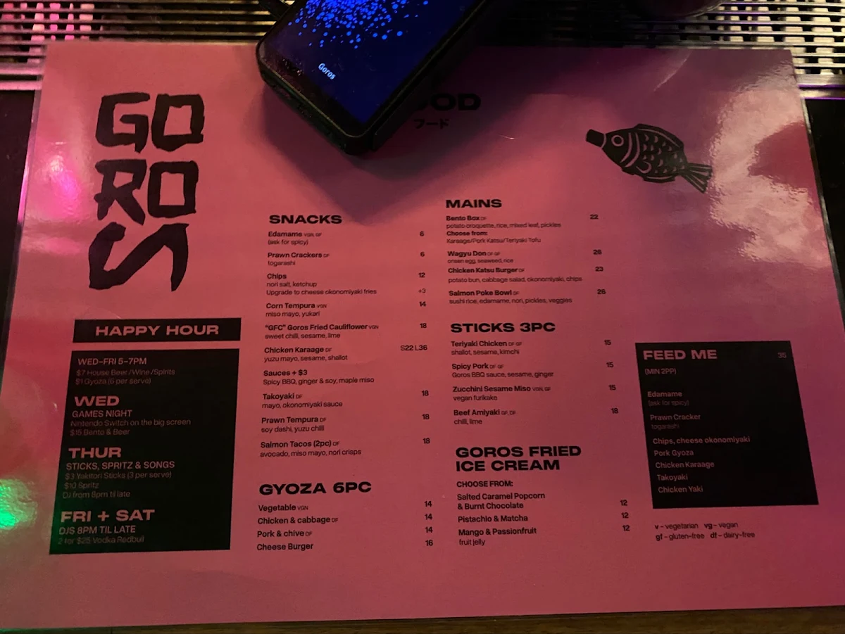 Menu, Goros