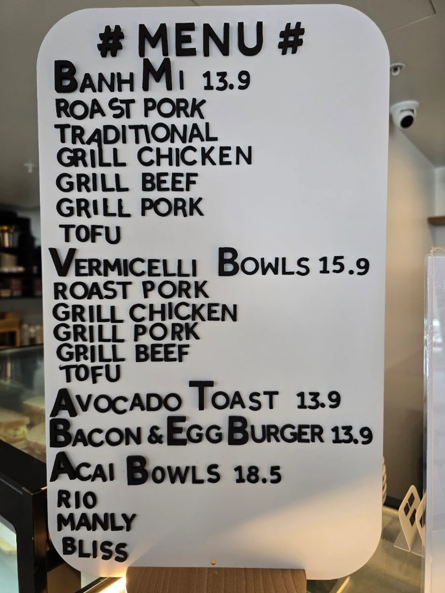 Menu, Beans Rolls & Bowls