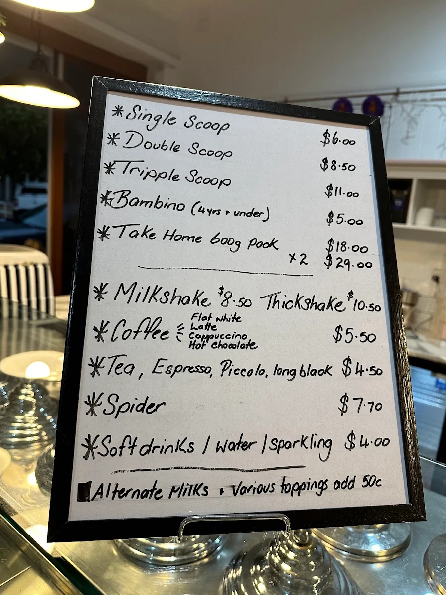 Menu, Gelato & Co. Award winning gelato