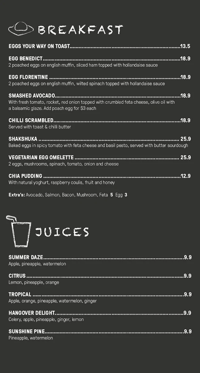 Menu, Elley’s Eatery