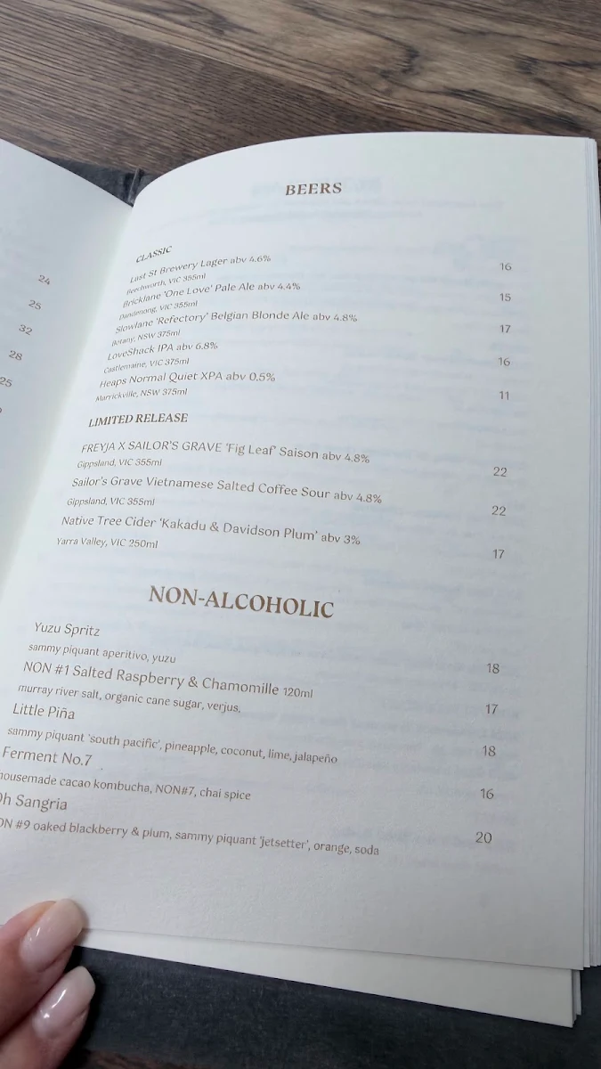 Menu, Freyja