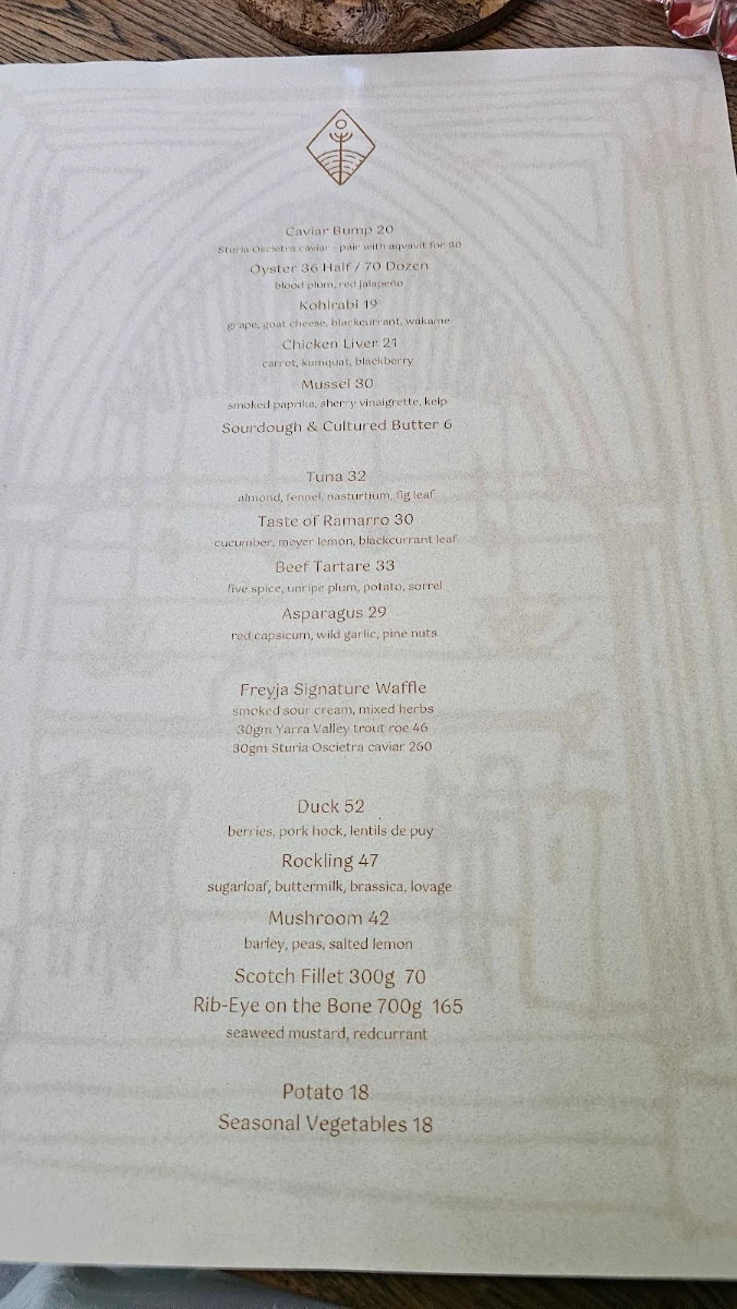 Menu, Freyja