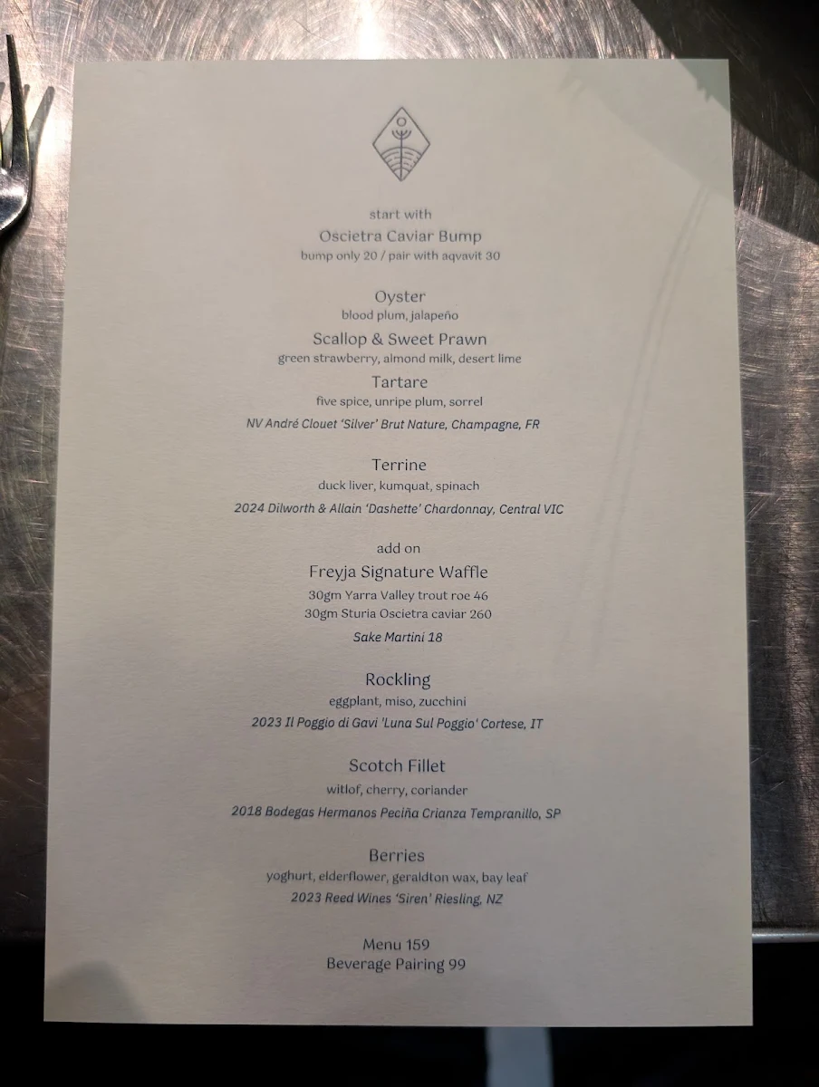 Menu, Freyja