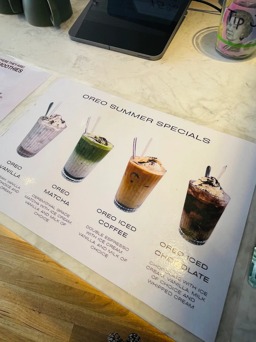 Menu, Mirani's cafe