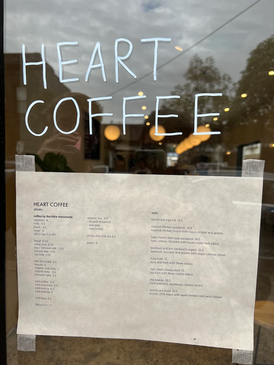 Menu, Heart Coffee
