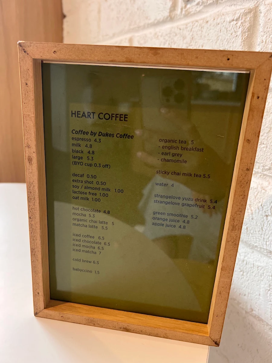 Menu, Heart Coffee