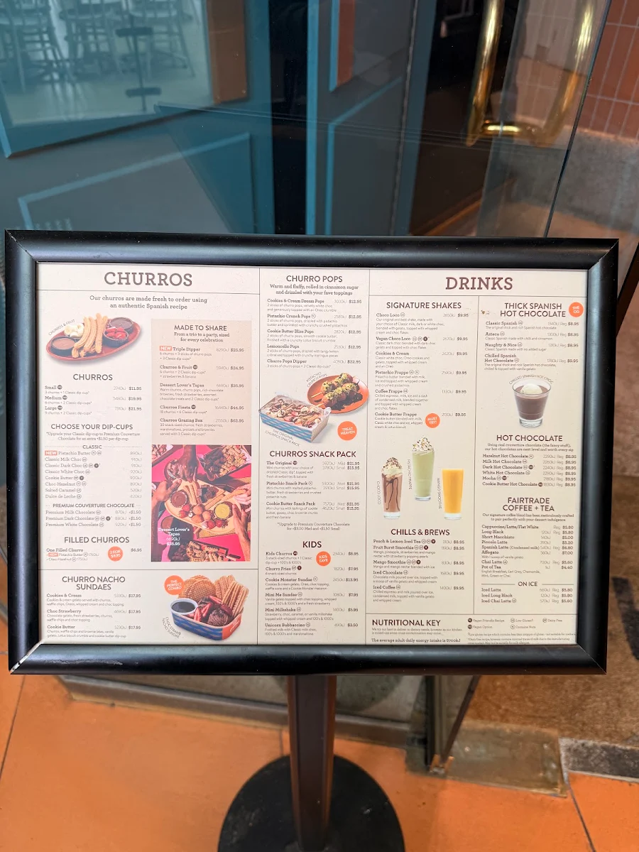 Menu, San Churro Southgate