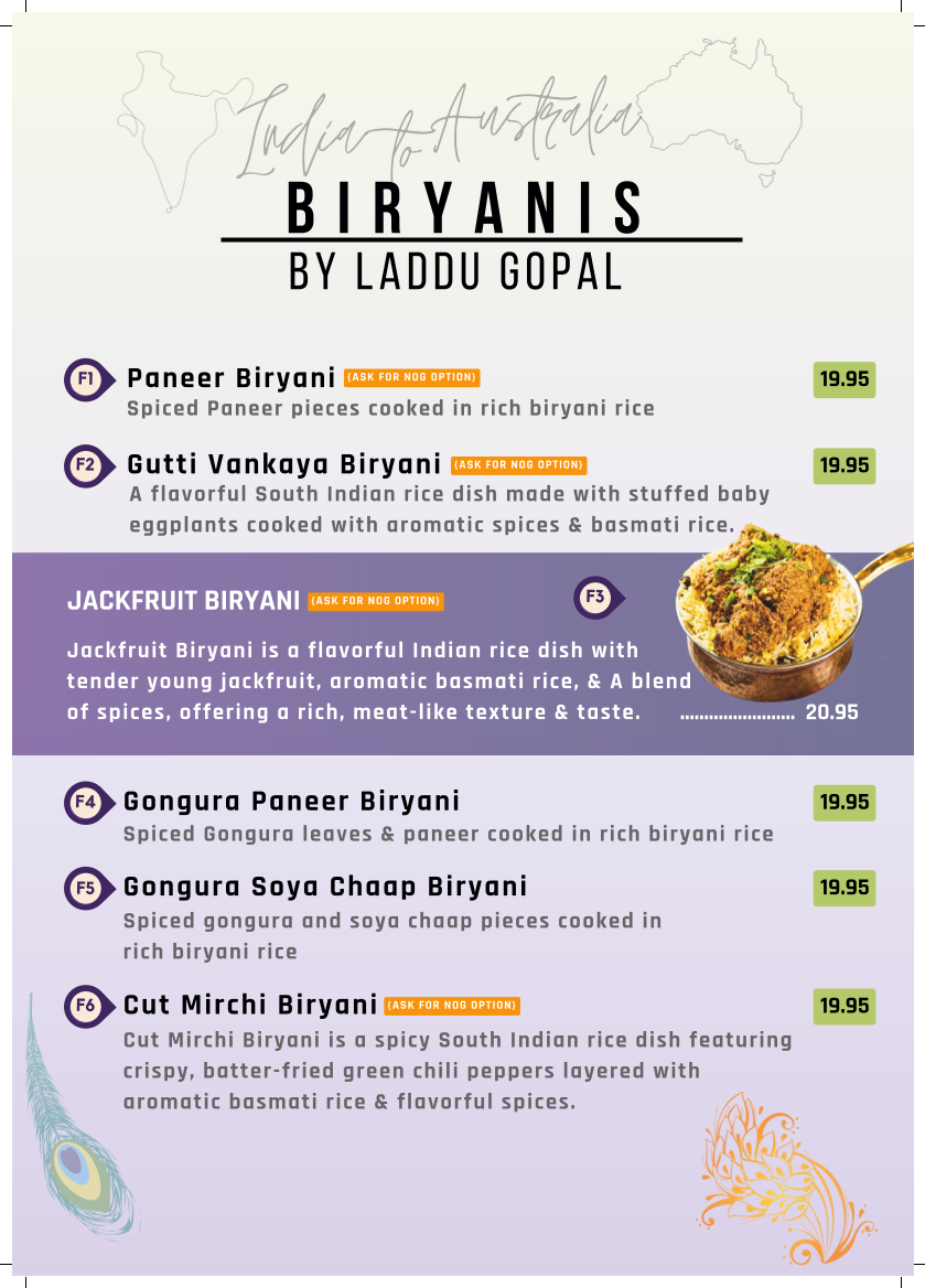 Menu, Laddu Gopal Pure Vegetarian Restaurant