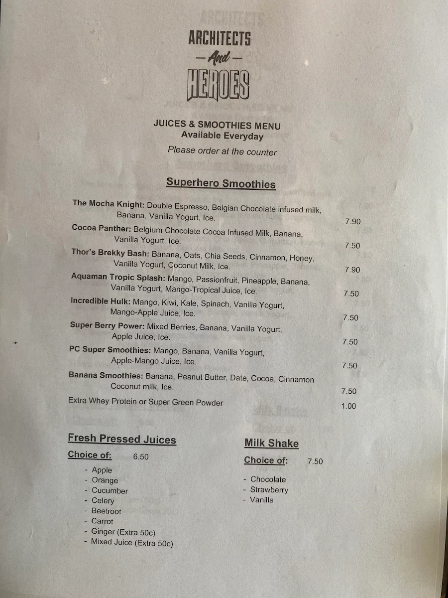 Menu, Architects and Heroes