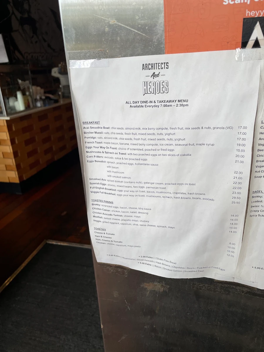 Menu, Architects and Heroes