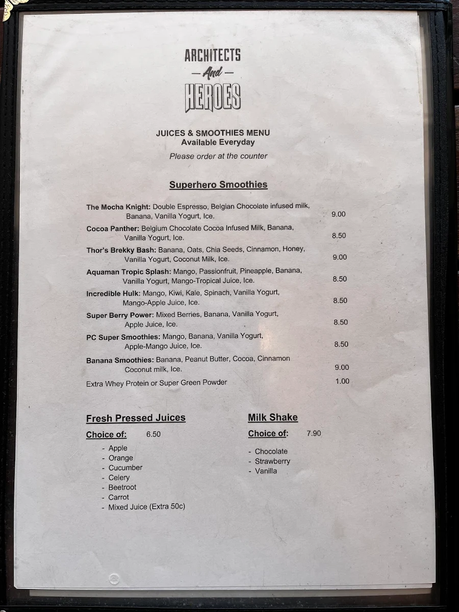 Menu, Architects and Heroes