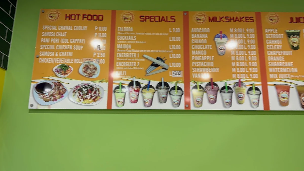 Menu, Khan Juice Brunswick