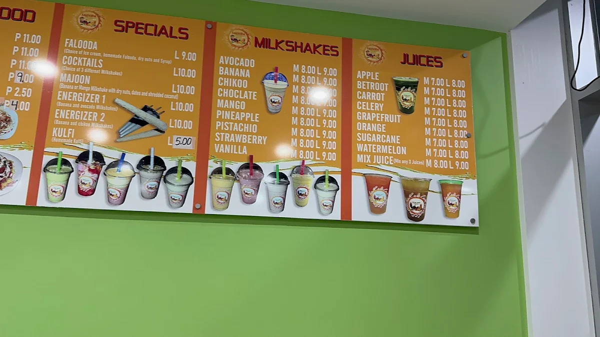 Menu, Khan Juice Brunswick