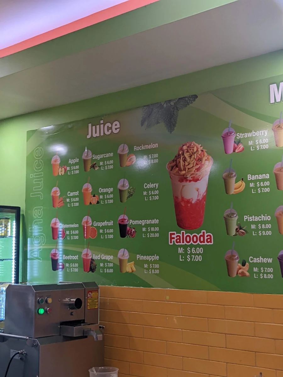 Menu, Khan Juice Brunswick