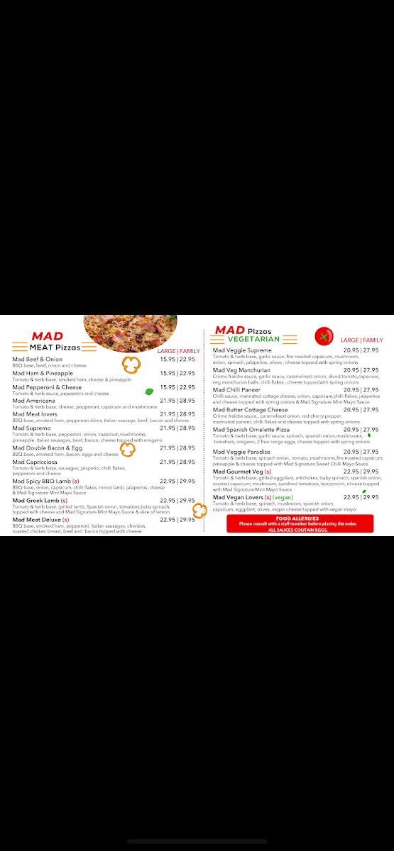 Menu, Madtoppings Hornsby