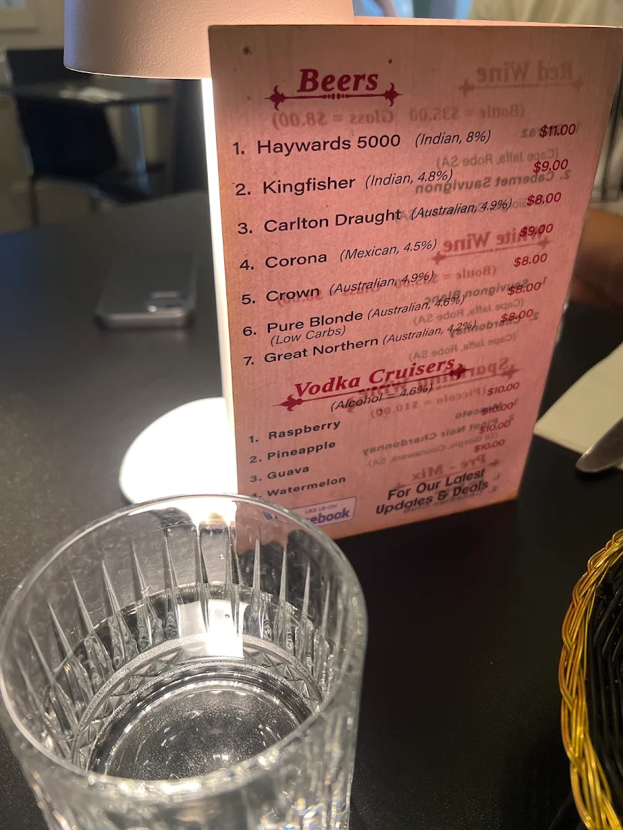 Menu, Seaview Indian Traditional Restaurant