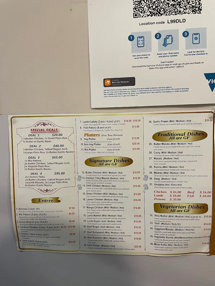 Menu, Seaview Indian Traditional Restaurant