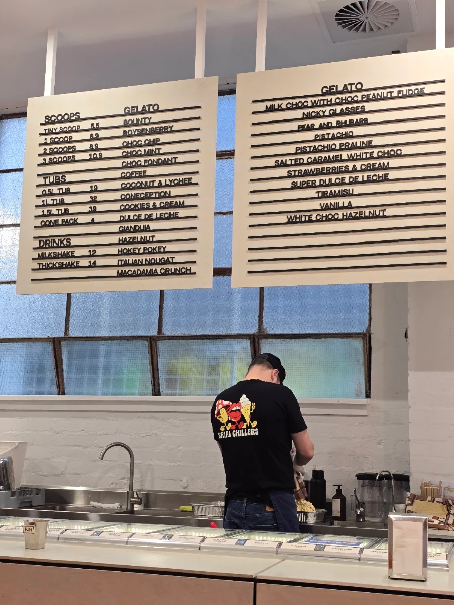Menu, Gelato Messina Brunswick East