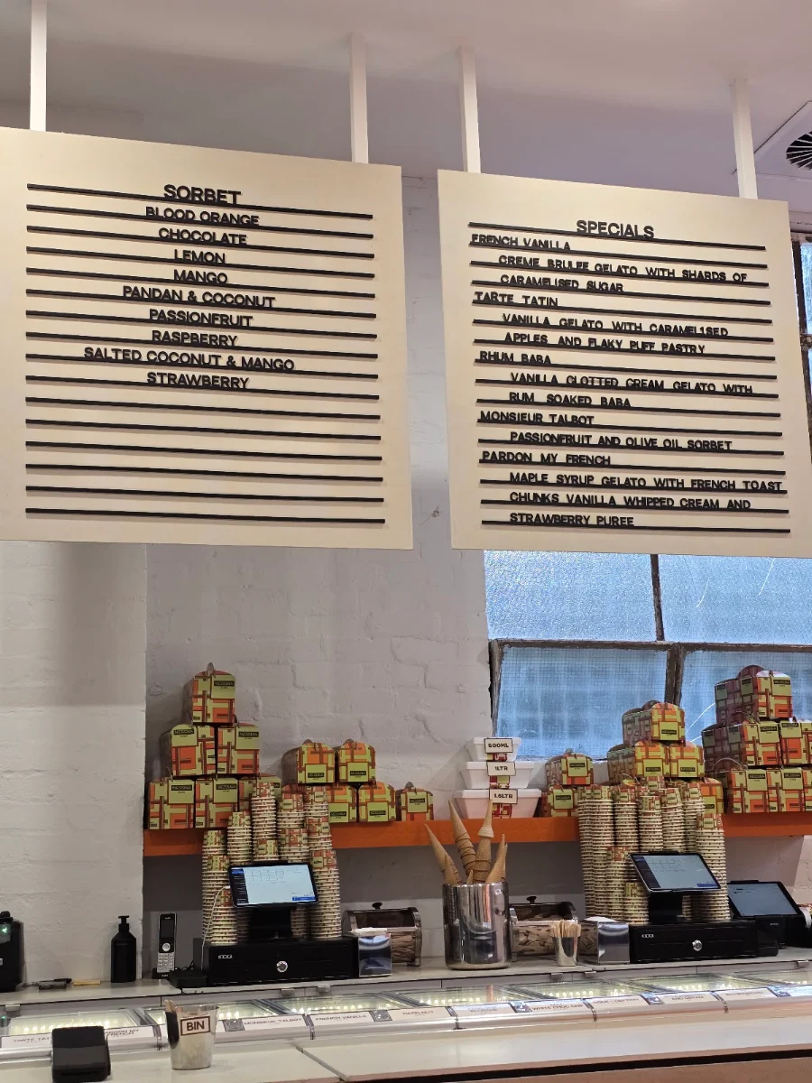 Menu, Gelato Messina Brunswick East