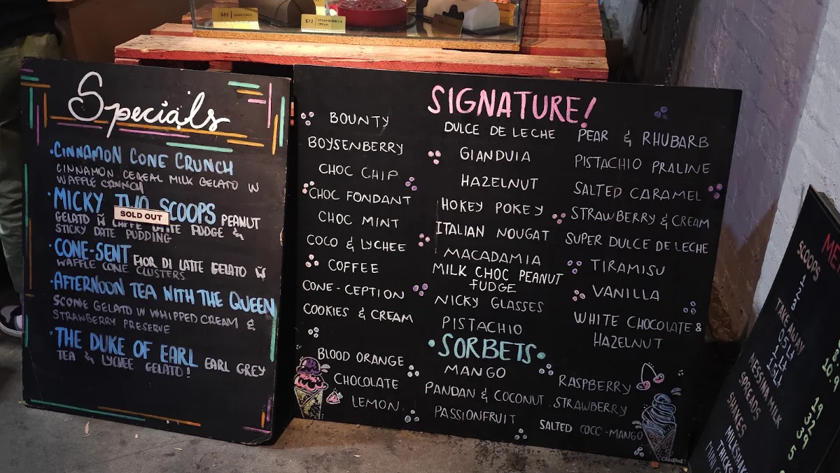 Menu, Gelato Messina Brunswick East