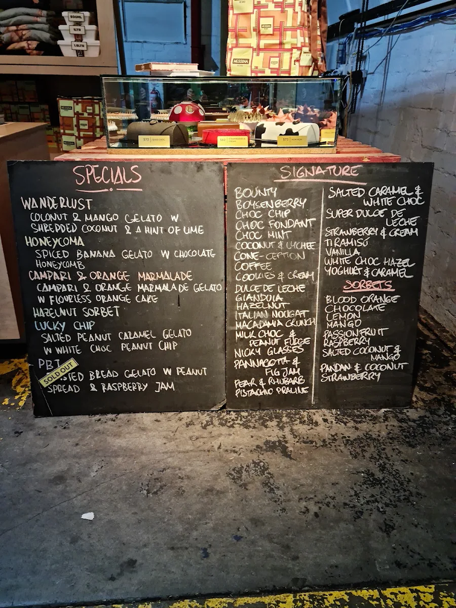 Menu, Gelato Messina Brunswick East