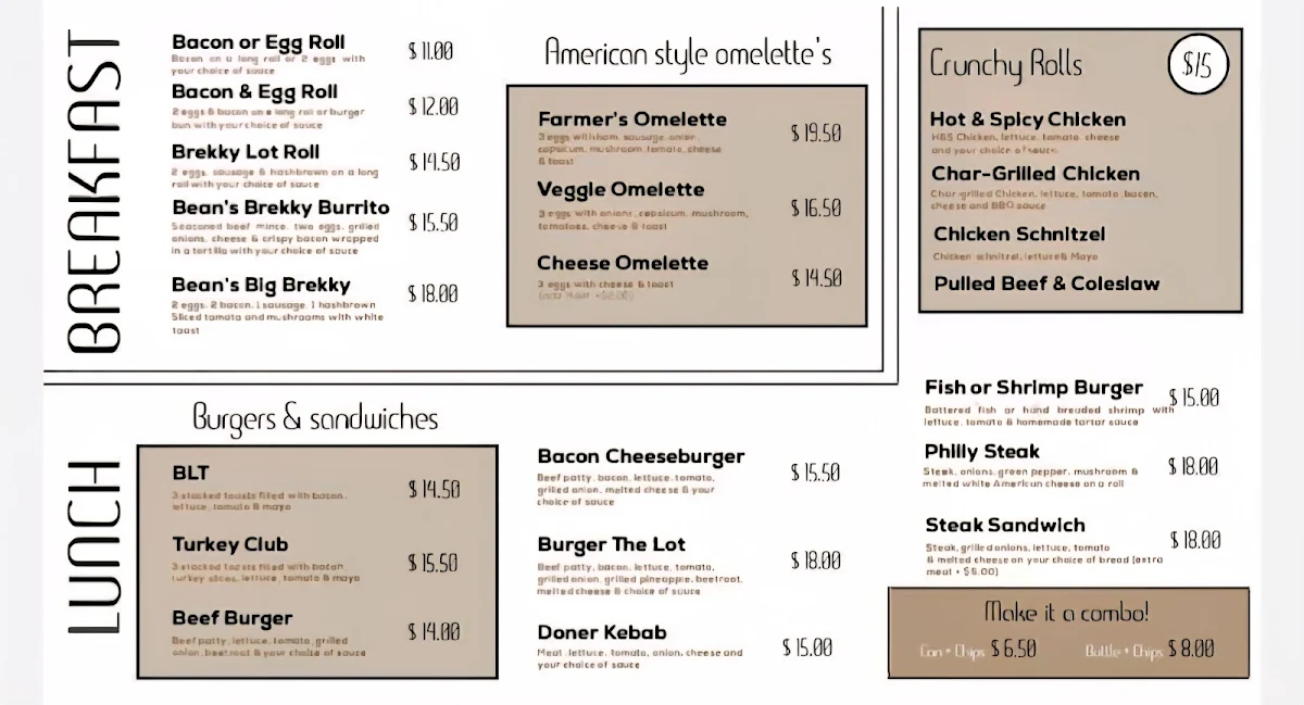 Menu, Là Bean JN