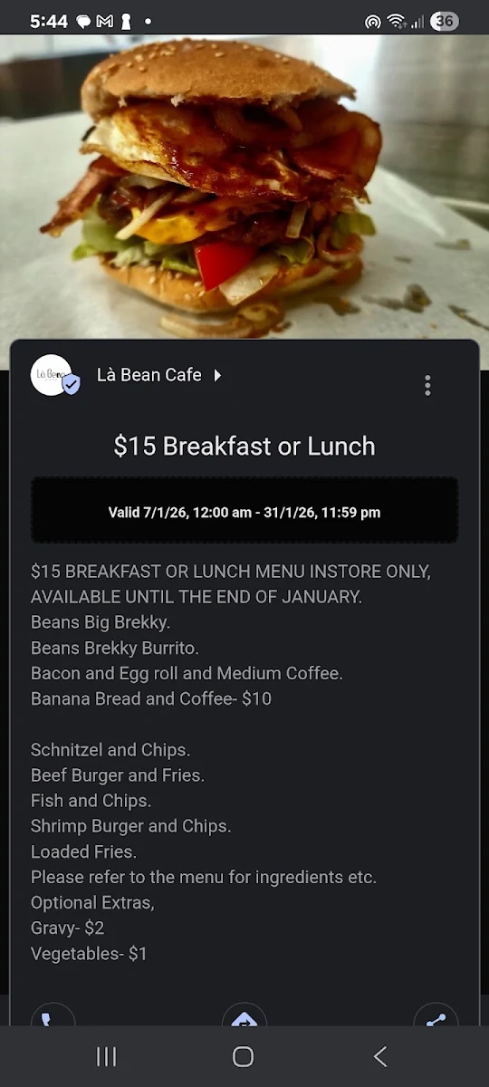 Menu, Là Bean JN