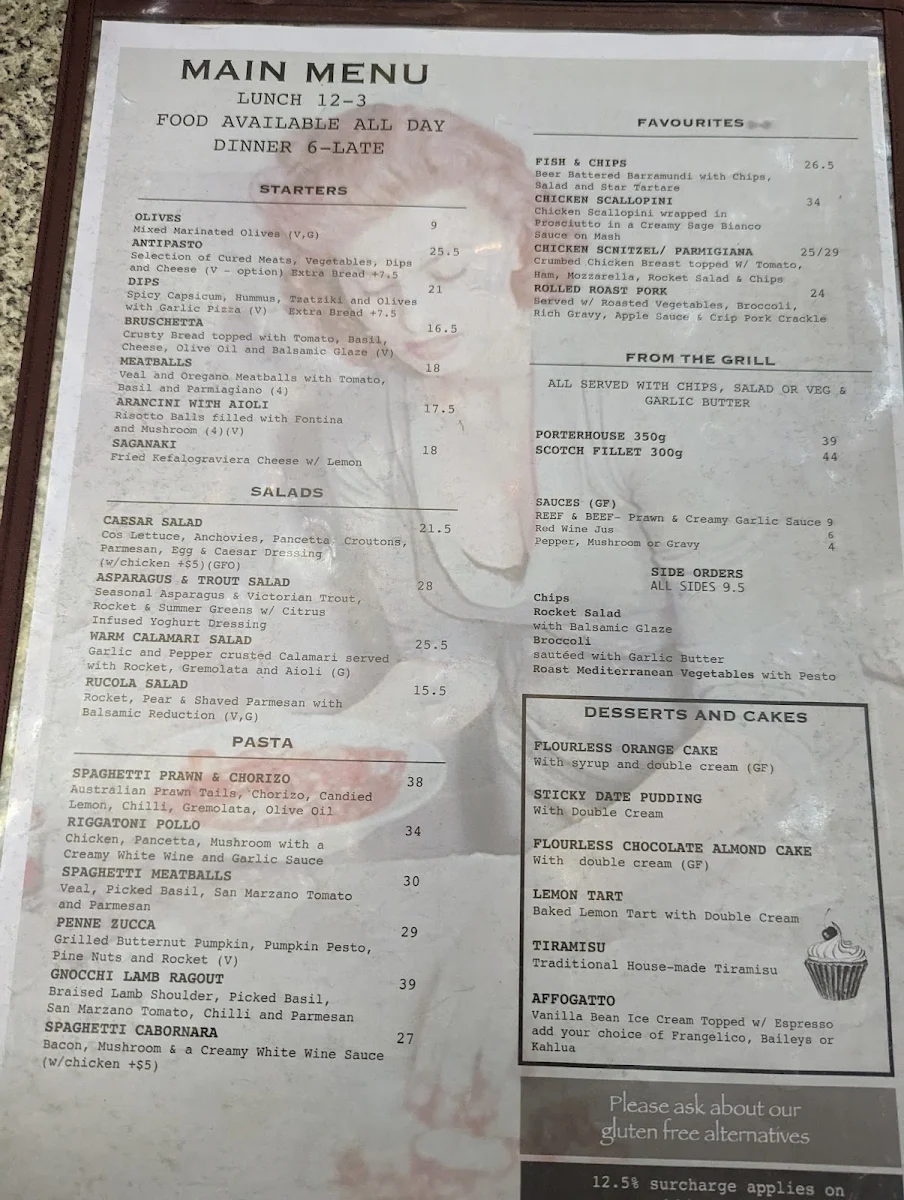Menu, Star Hotel Echuca