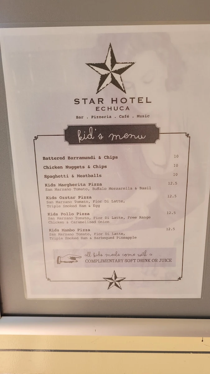 Menu, Star Hotel Echuca