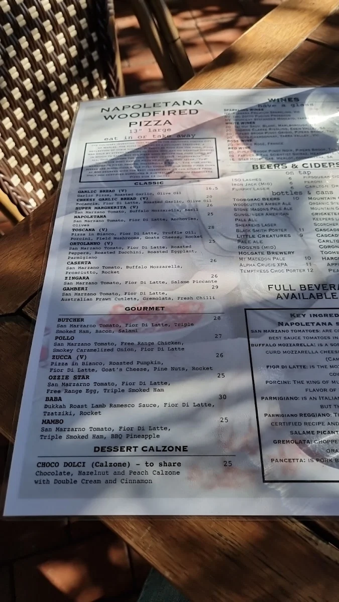 Menu, Star Hotel Echuca