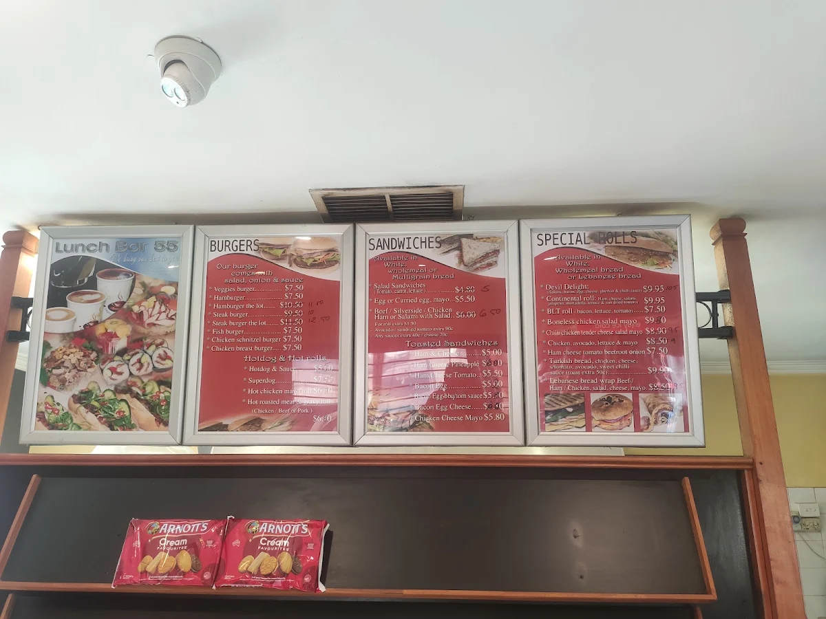 Menu, Lunch Bar 55