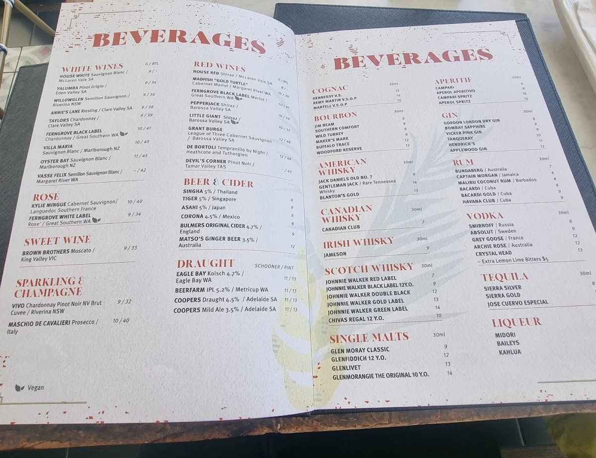 Menu, Spice Market - Karrinyup