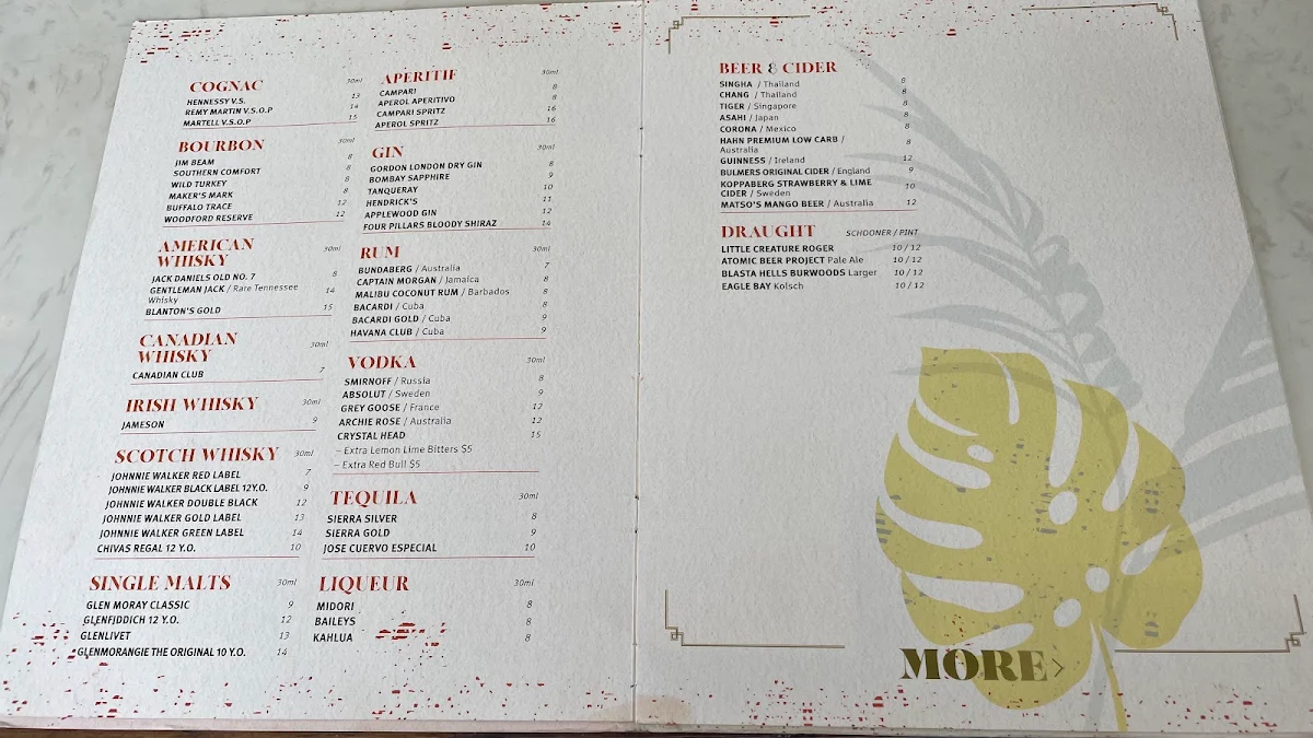 Menu, Spice Market - Karrinyup