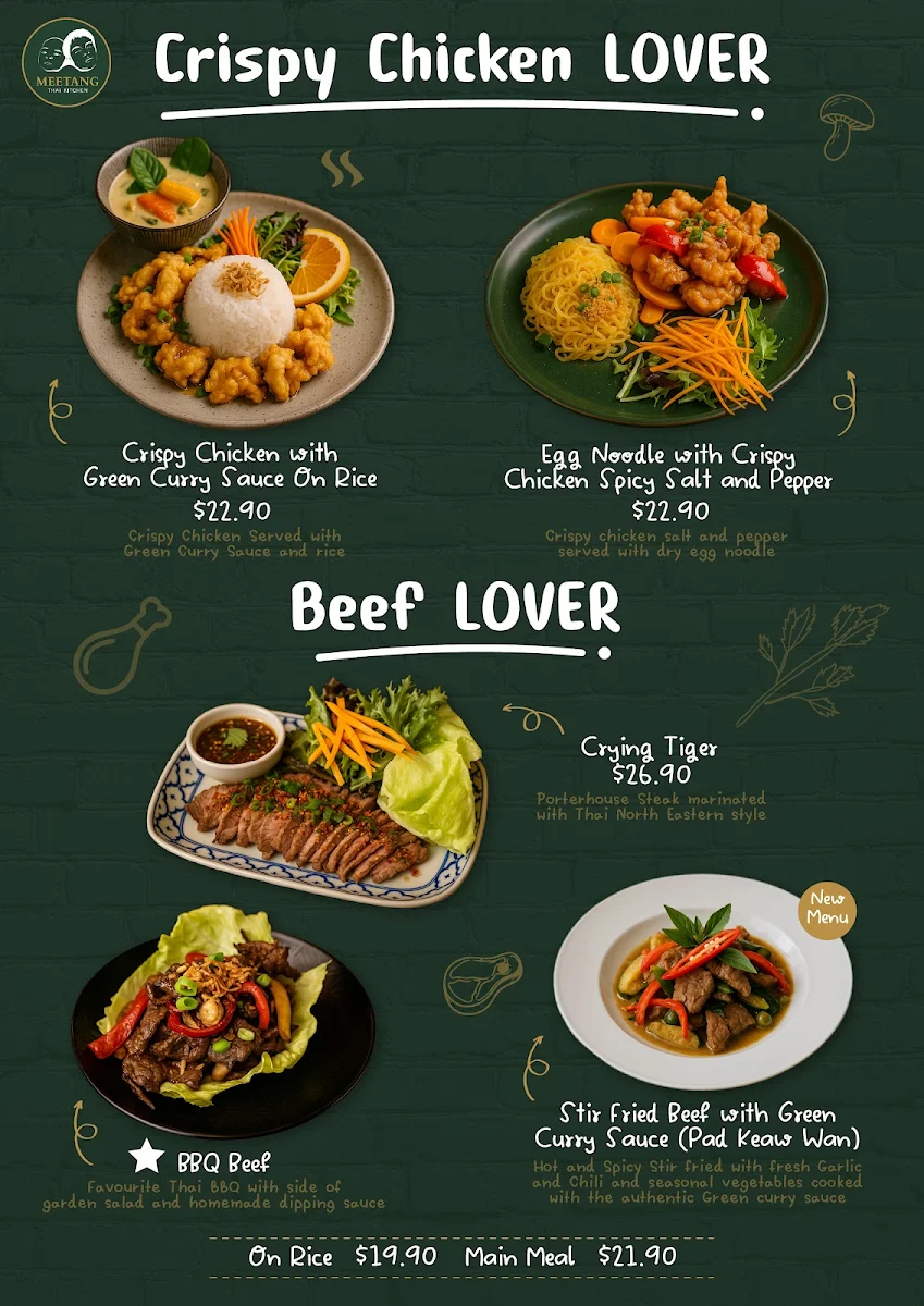 Menu, Meetang Thai Kitchen - Mooroolbark