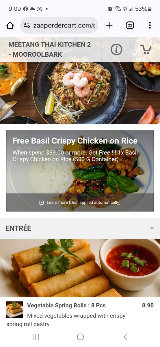 Menu, Meetang Thai Kitchen - Mooroolbark