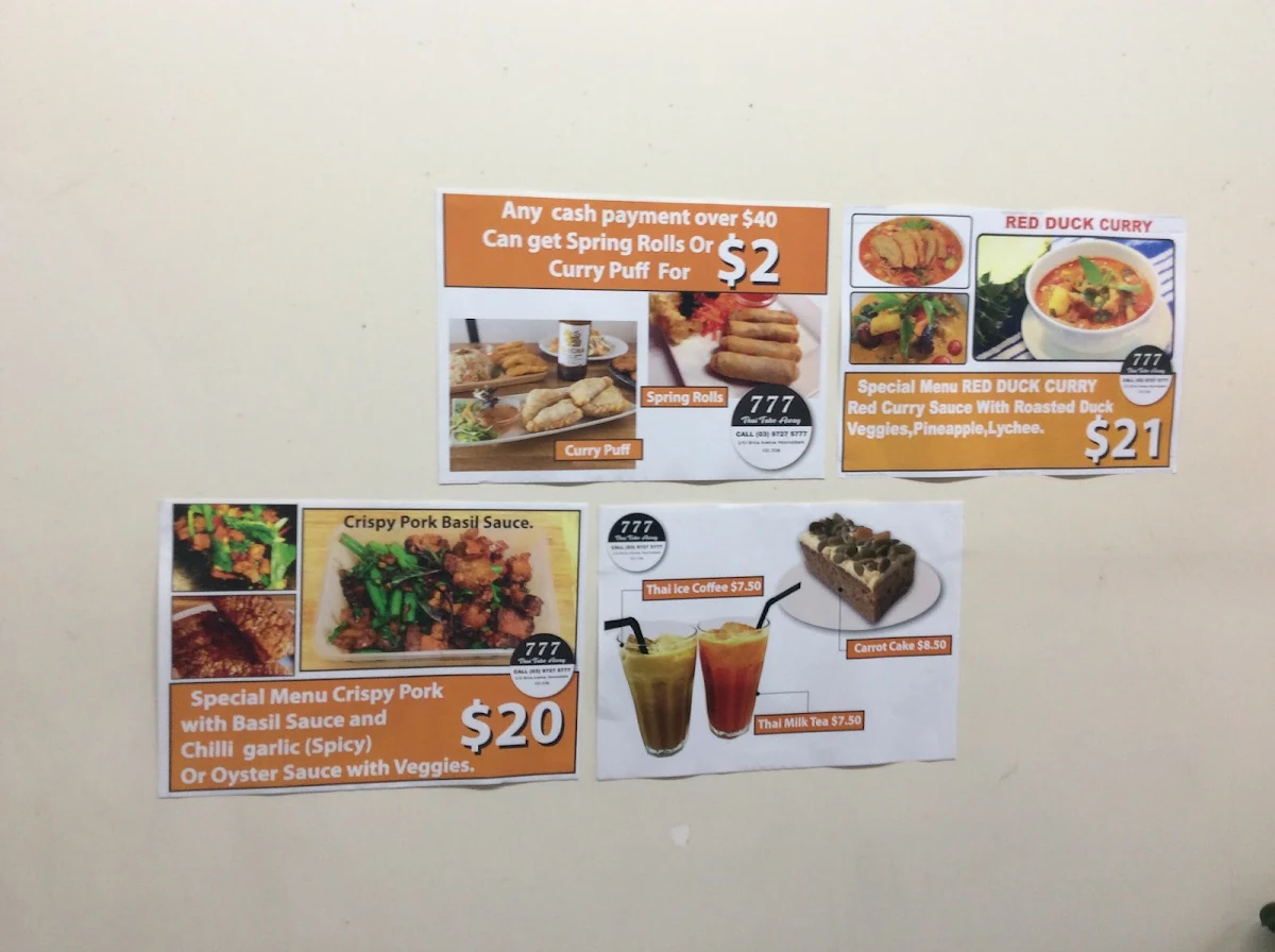 Menu, Meetang Thai Kitchen - Mooroolbark