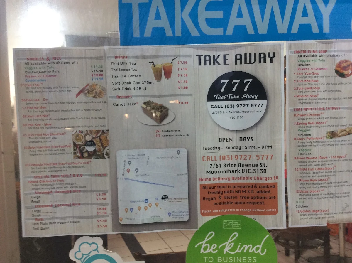 Menu, Meetang Thai Kitchen - Mooroolbark
