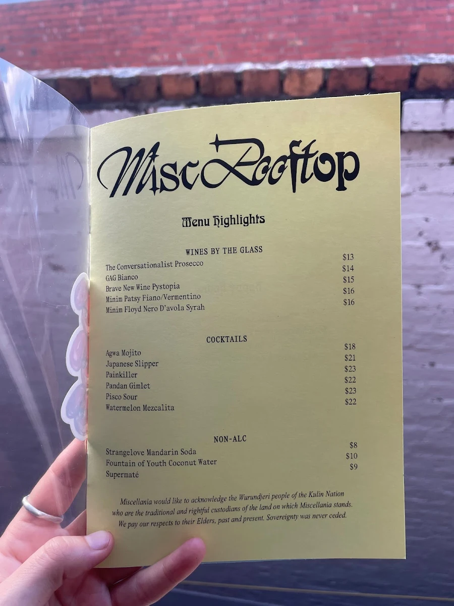 Menu, Misc Rooftop