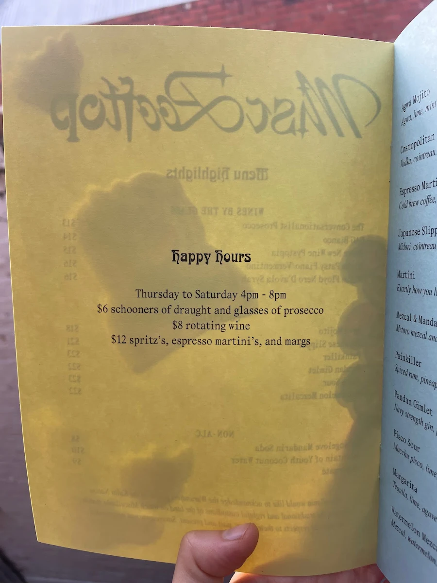 Menu, Misc Rooftop