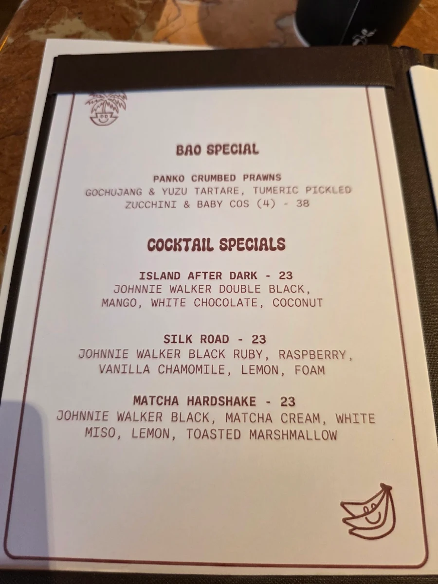 Menu, Light Years - Perth