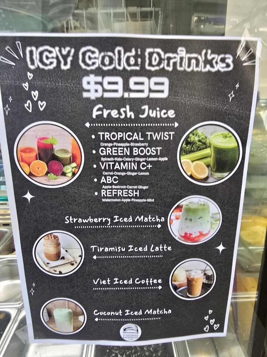 Menu, St Georges Bakehouse Arndale