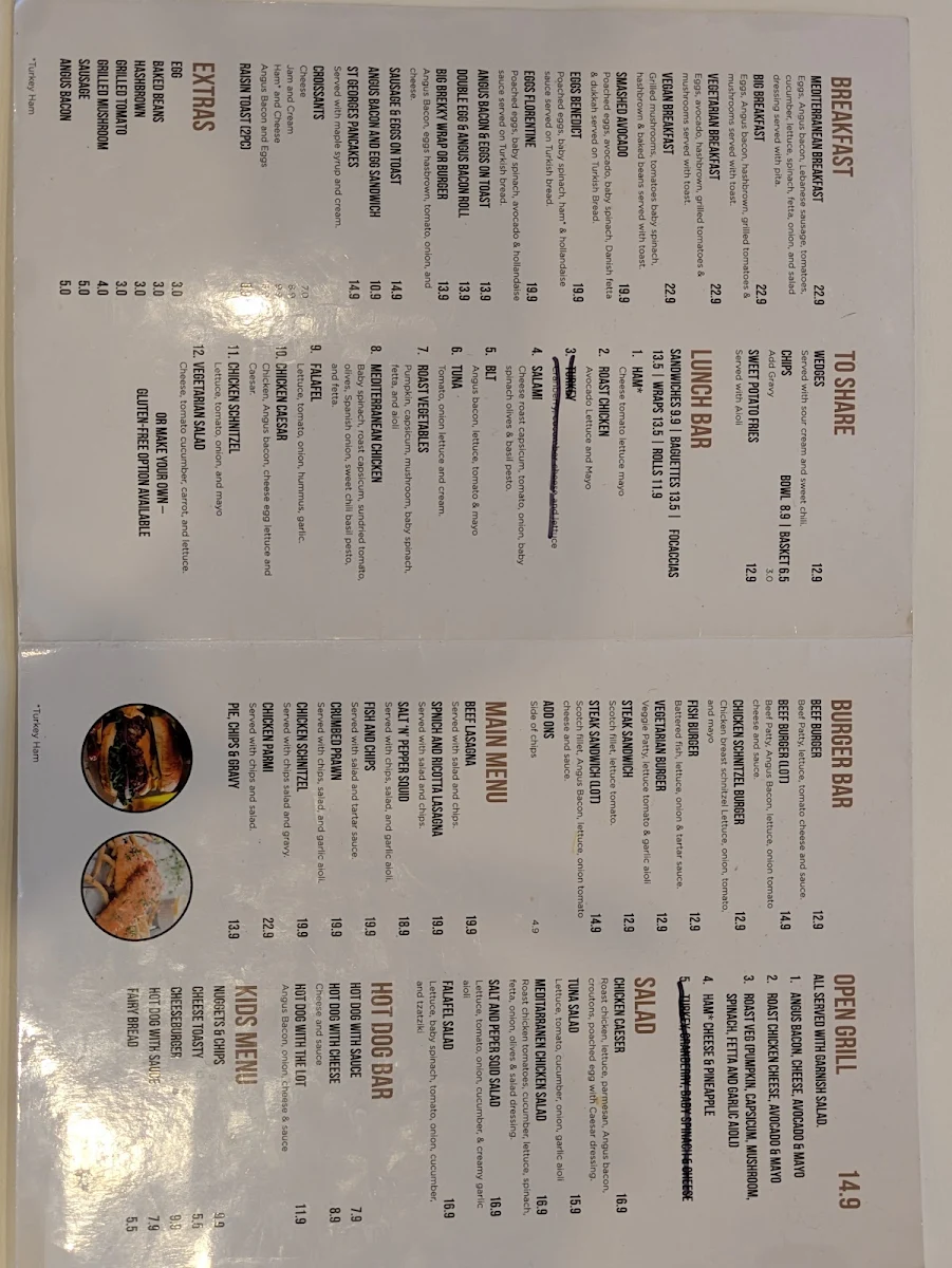 Menu, St Georges Bakehouse Arndale