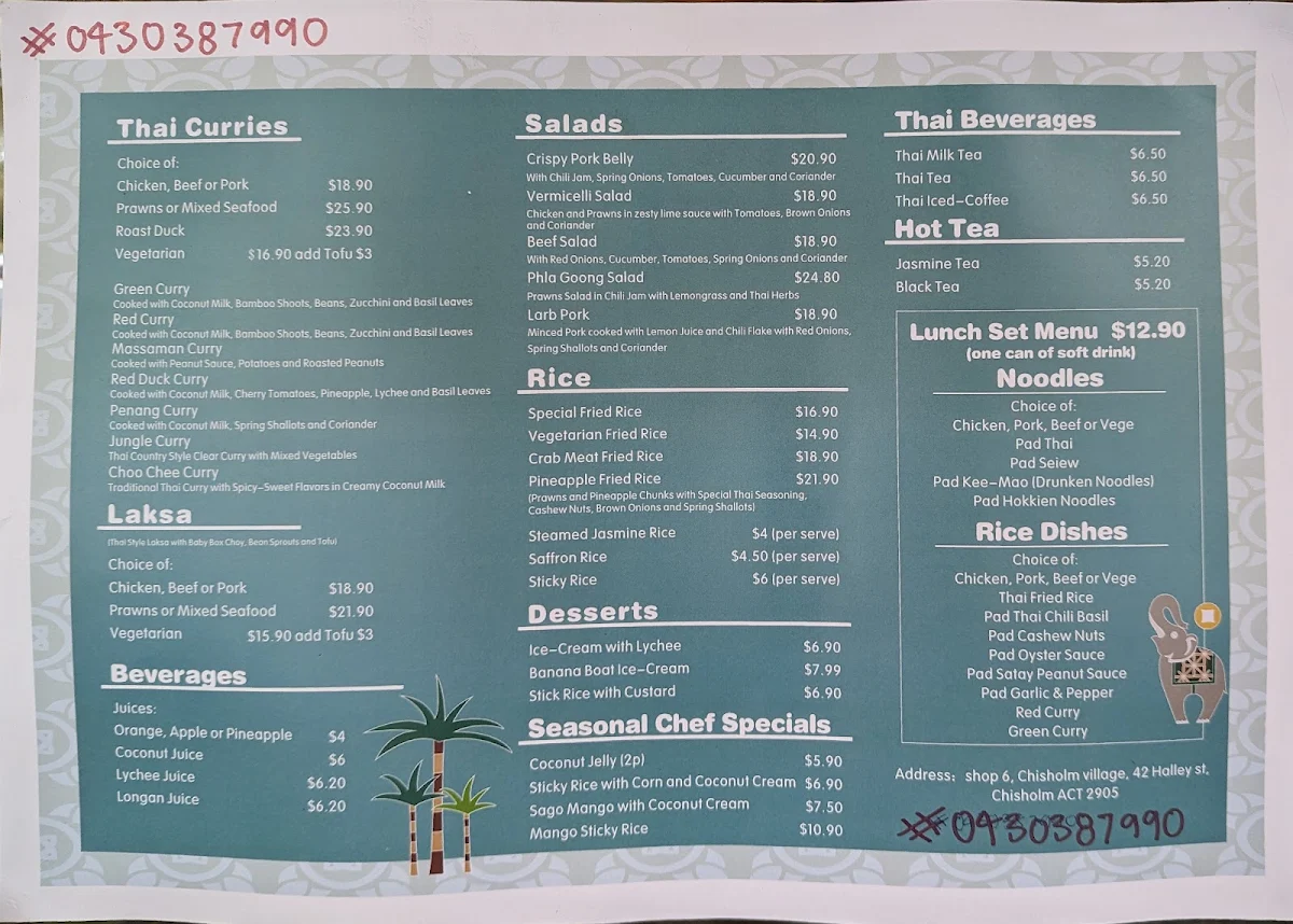 Menu, Pad Thai Chisholm